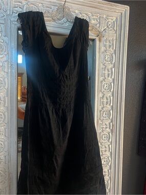 Theory Black Midi Dress with Pintuck Bodice